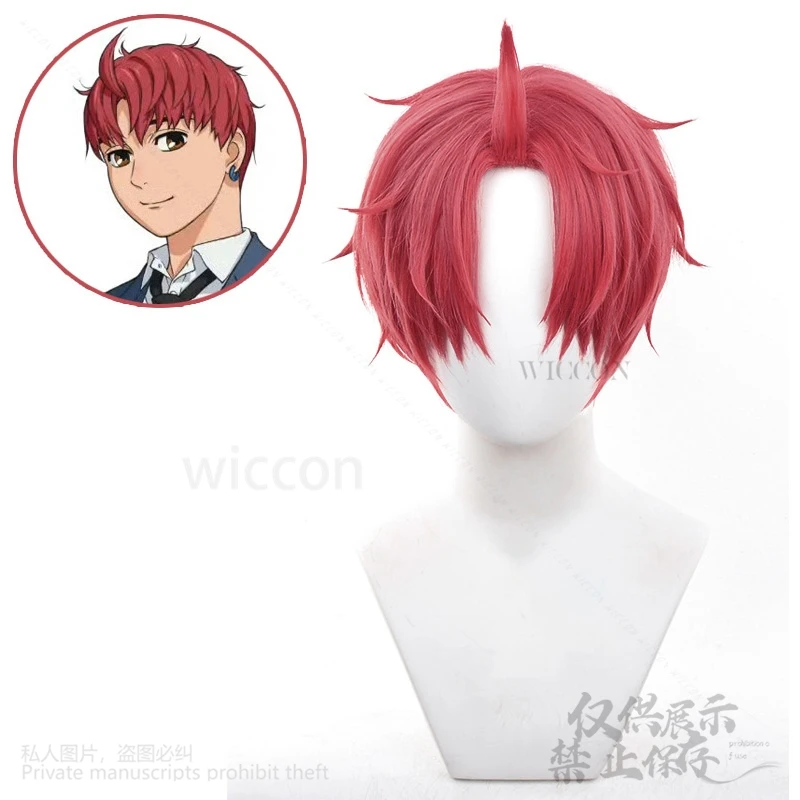 Hot New Anime Dandadan Cosplay Jin Enjoji Wigs Jiji Red Short Hair Earrings Accessory For Halloween Party Women Men Props