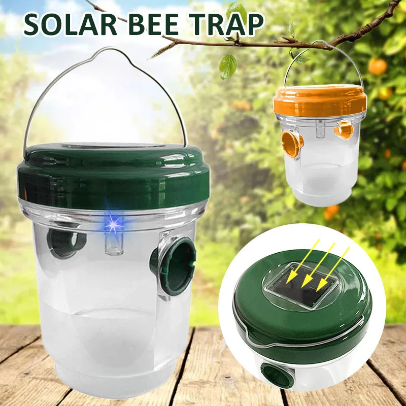 

Bee Catcher Wasp Trap Catcher Solar Powered Flying Suspension LED Bee Hornet Trap Catcher Hanging Non-toxic Insect Control Tools