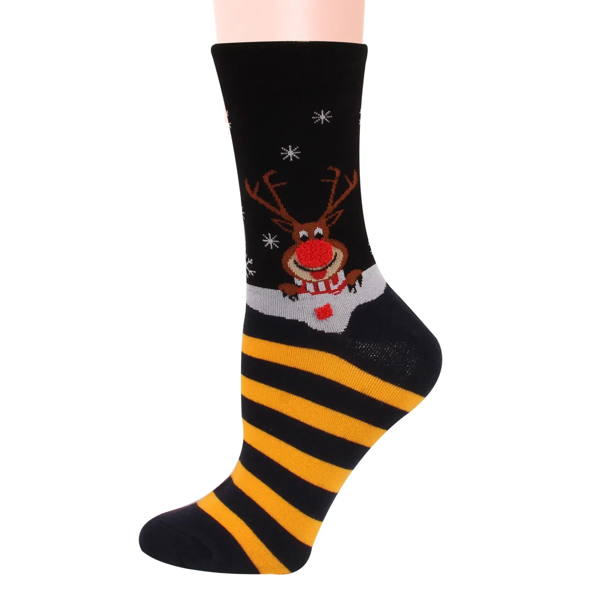 New Christmas Women's Socks Striped Jacquard Santa Claus Women's Mid-tube Cotton Socks 12 Pairs