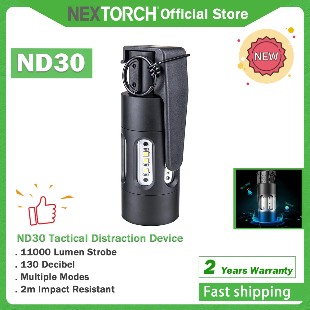 Фото Тактическое отвлекающее устройство NEXTORCH ND30, 11000 люмен, 130 дБ, стандартный Мощный тактический фонарик, портативный Быстрый вытяжной, 1225 cd №1