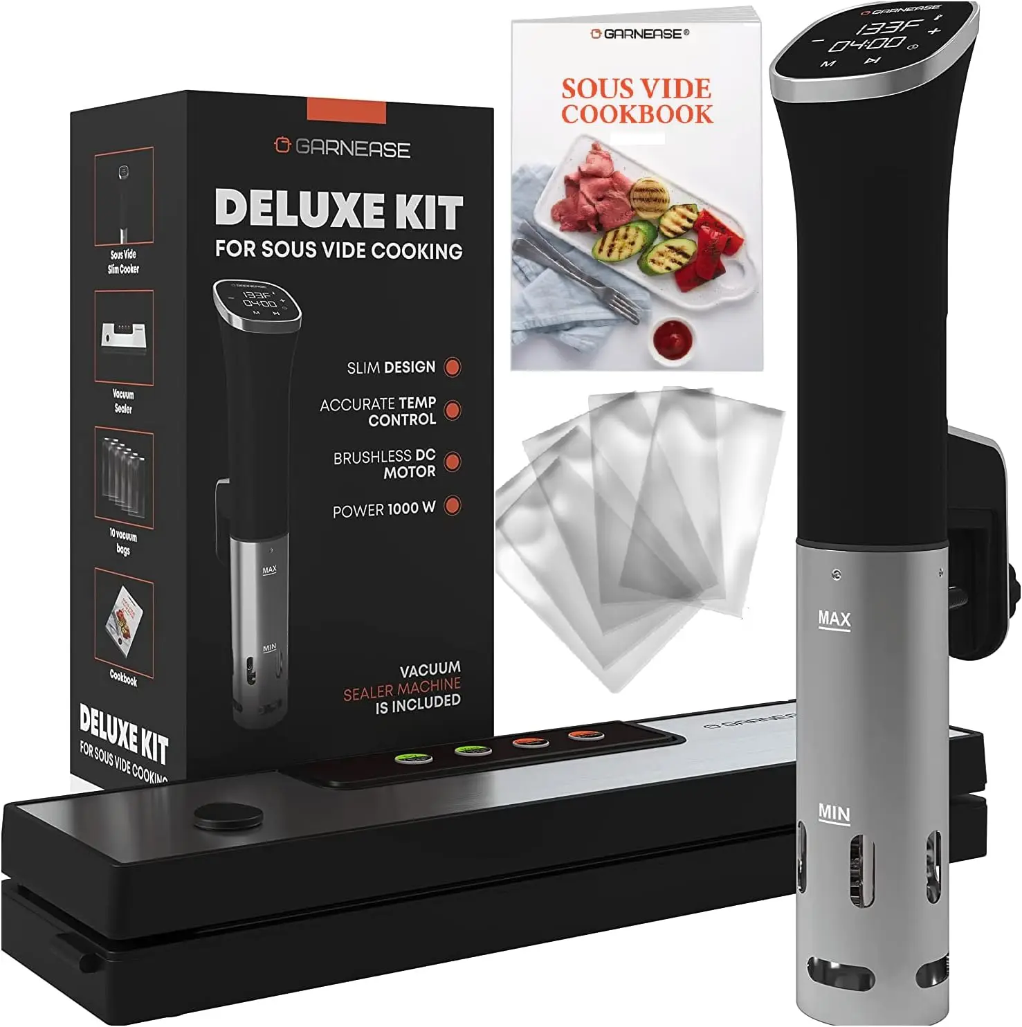 

Vide Cooker Kit All In One| Sous Vide Immersion Circulator Slim Design 1000W Precise Temperature with Vacuum Sealer Machine and