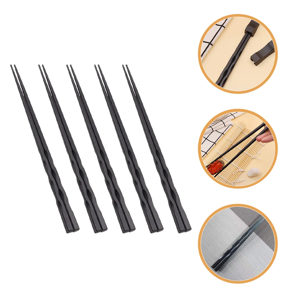 

5 Pairs Noodle Stick Japanese Style Chopsticks Anti-slip Chinese Fried Reusable Bread Clip Sushi Fiberglass