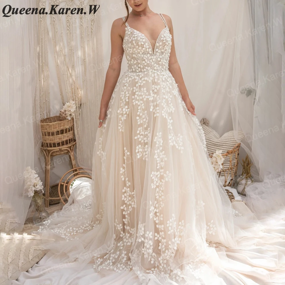 Элегантное ТРАПЕЦИЕВИДНОЕ свадебное платье с кружевной аппликацией невесты