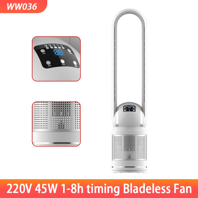 

45W Bladeless Fan Timed 8-speed Cold Wind Vertical Floor-standing Touch Screen Smart Purifying Electric Air Circulation Fan 220V
