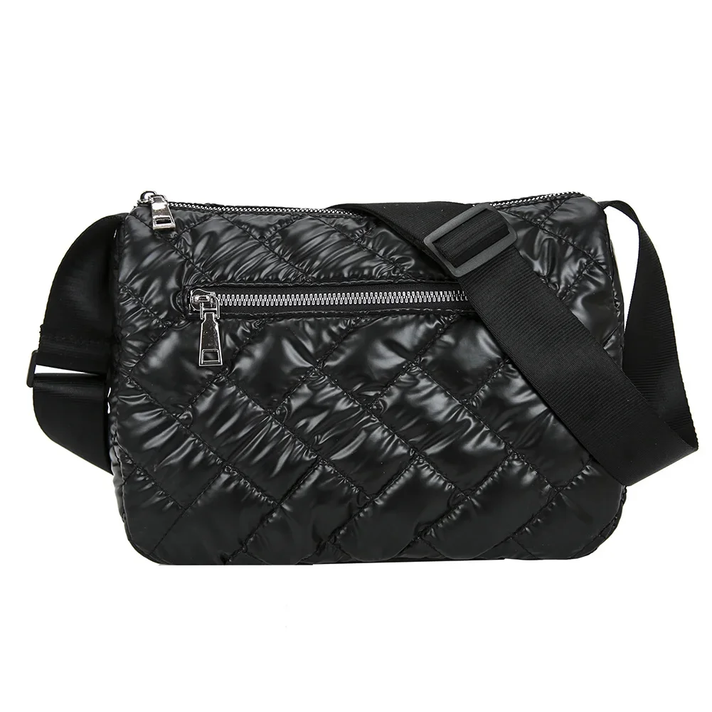 

Fashion Nylon padded quilted bag for Women Space Cotton Shoulder Bag Soft Fluffy Black Crossbody Handbag Female Shopper Bag Lady
