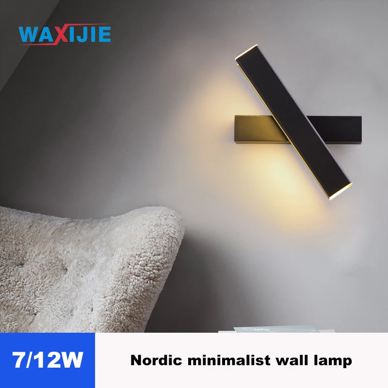 

7/12W Nordic Minimalist Wall Lamp Bedside bedroom 360 degree rotating Lighting Corridor Living Room Study Creative LED Lights