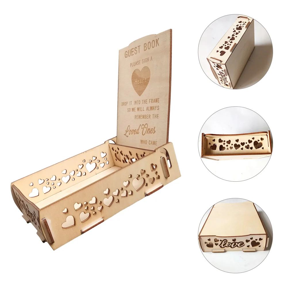 

Wedding Book Guest Sign Guestbook Wooden Inheart Desktop Alternative Rusticbox Planner Books Guestsdrop Board Visitors Organizer