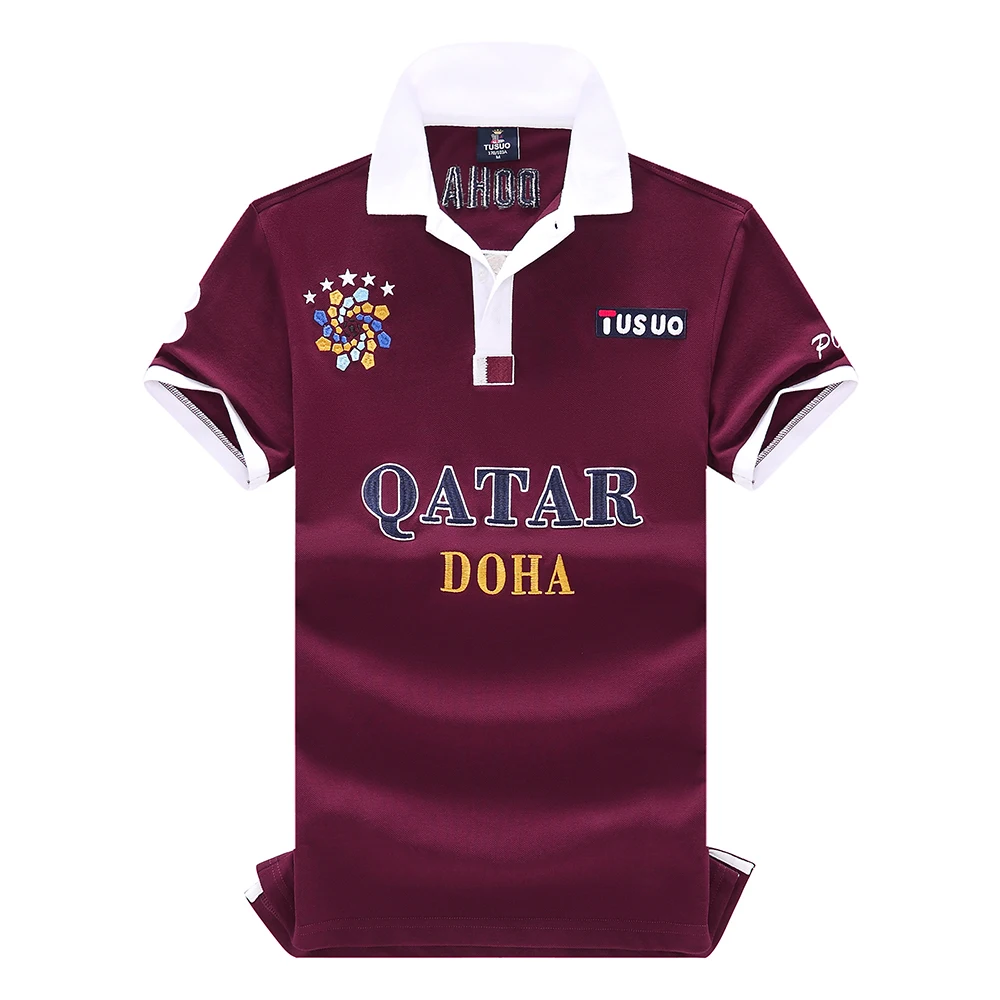 Free shipping!High Quality national flag Polo shirts QATAR Football elements Short Sleeve embroidery men's T-Shirts size S-6XL