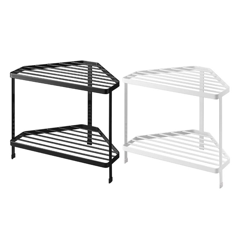 

Triple-Cornered Dish Drying Hanger Storage Rack Kitchen Corner Shelf 2 Layers Pot Shelf Stove Storage Organizer