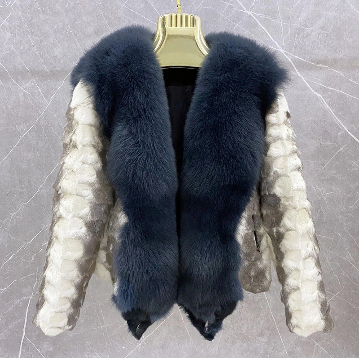 Real Mink Fur Coat Women Winter Parka Natural Mink Fur Jacket With Large Fox Fur Trim Female Fashion Warm Overcoat Real Fox Fur enlarge