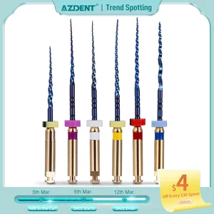 AZDENT 6pcsBox Dental Heat Activated Canal Root Files SX-F3 25mm Dentist Tools Can Bend for PreparingRoot Canal Treatment