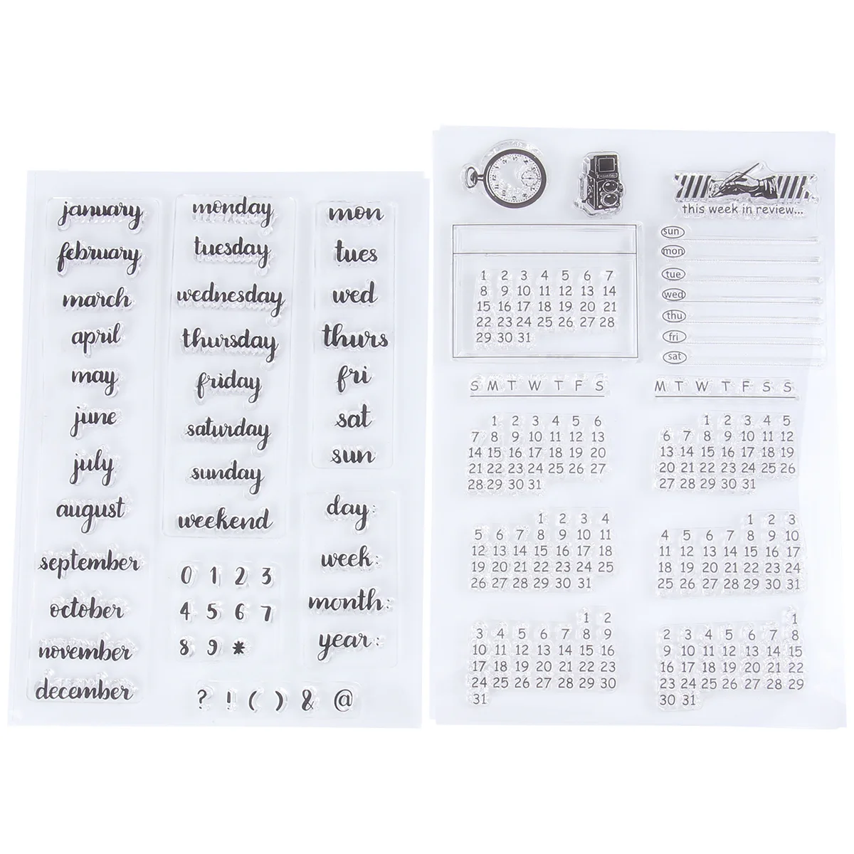 

Stamps Calendar Transparent Clear Stamp Scrapbooking Seal Rubber Planner Supplies Drawing Tpr Sheets Daily Mixed Week Year Month