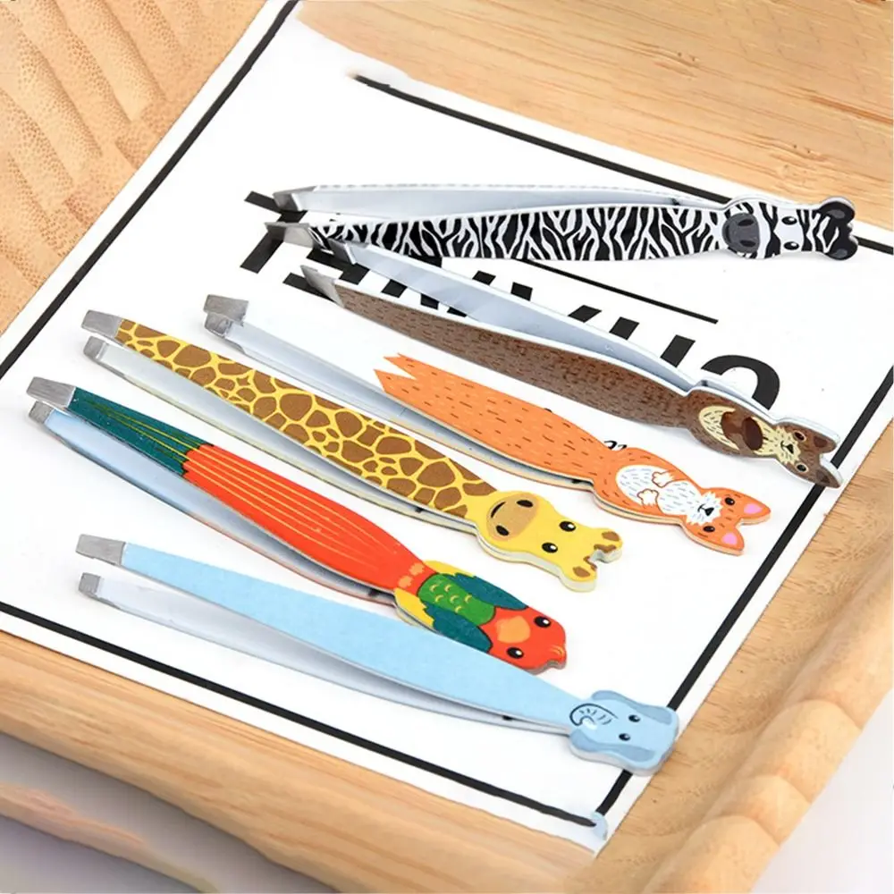 Портативный милый пинцет для бровей в форме животных щипцы завивки ресниц с