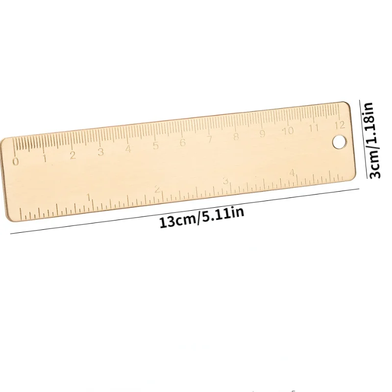 

Vintage Brass Straight Ruler Metal Brass Triangular Ruler for Students Protractor Stationery Measuring Tool School Supplies