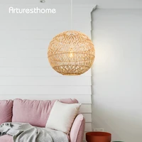 arturesthome modern woven rattan iron led pendant light farmhouse coastal adjustable dining room living room kitchen lamps