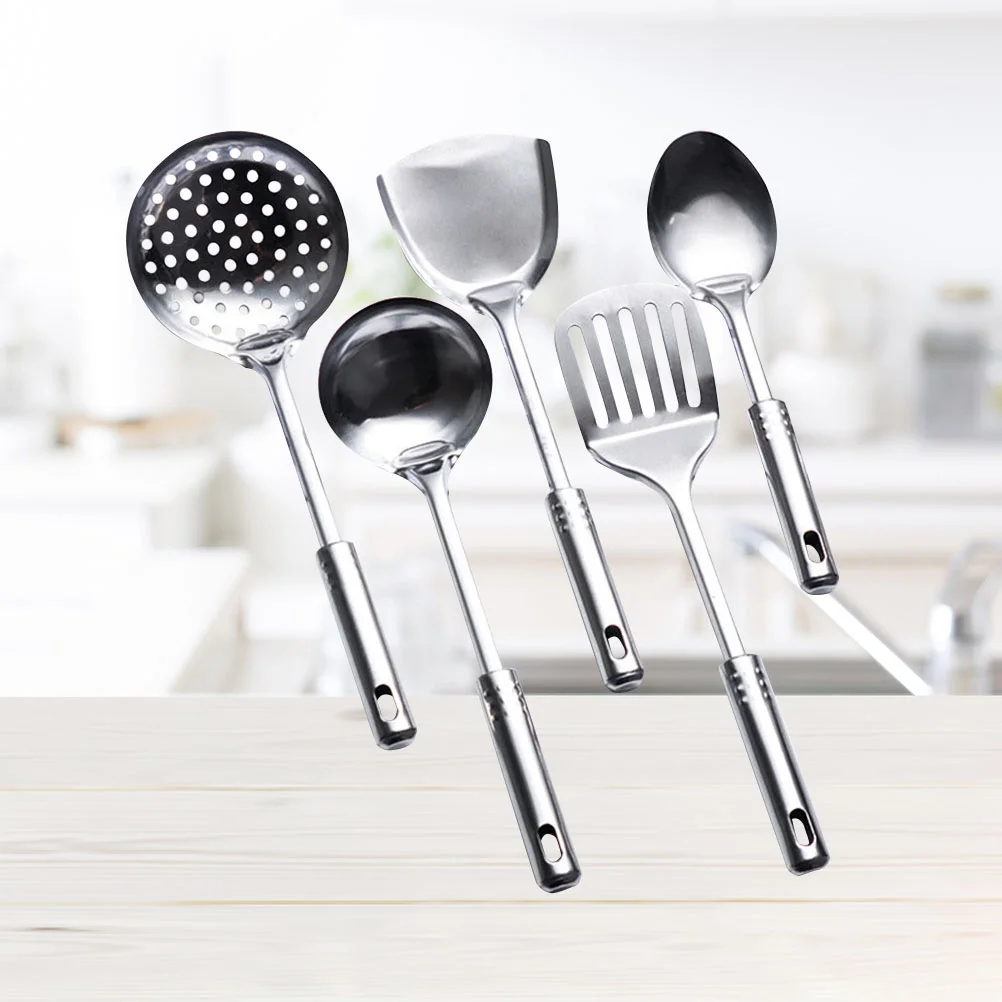 

5 Pcs Cooking Utensil Kit Kitchen Spatula Spatula Spoon Set Kitchen Spatula Set Cooking Utensil Sets Stainless Steel