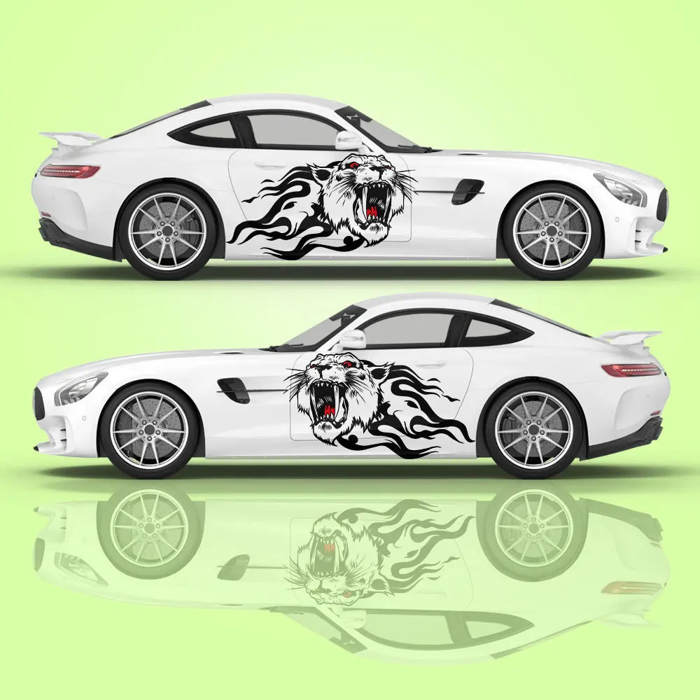 

Angry Tiger Shape Sticker Animal Roaring Sticker Side Graphic Vinyl Fashion Auto Parts Car Wrap Decal