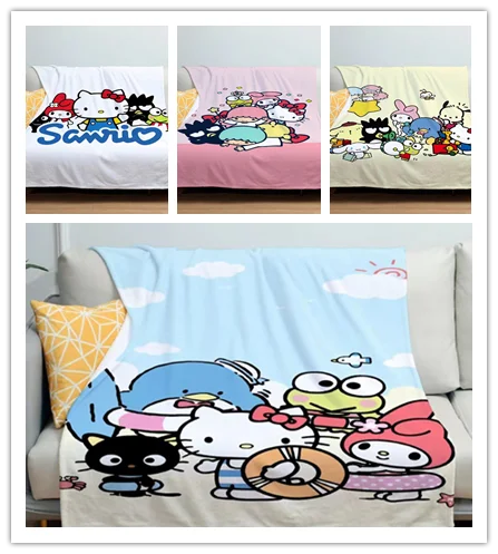 

Cute Sanrio Hello Kitty room decor Plush Blankets Sofa Air Condition Sleeping Cover Bedding Throws Bedsheet Kids Christmas Gifts