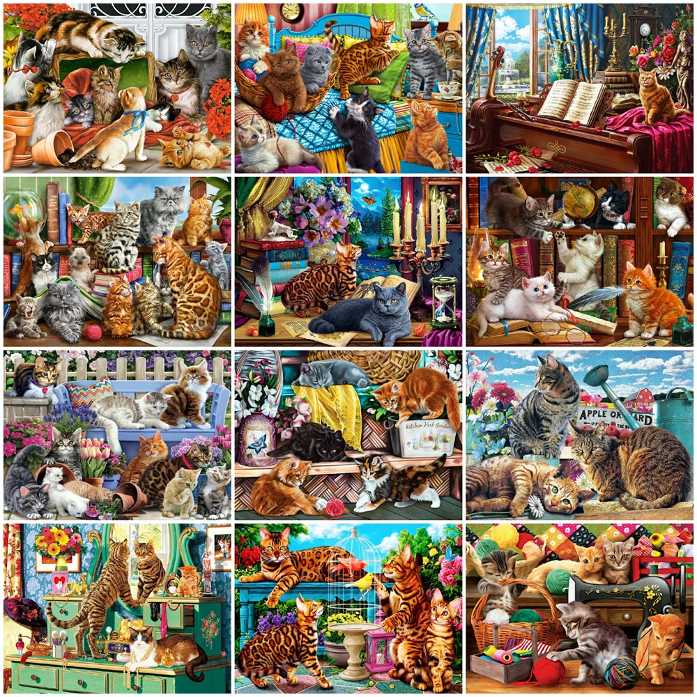 

Evershine Full Square 5D Diamond Painting Cat Cartoon New Arrivals Bead Embroidery Animal Mosaic Picture Of Rhinestones Wall Art