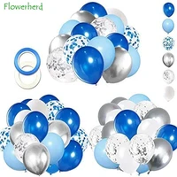 62pcs blue silver white confetti balloons kit metallic silver confetti balloons birthday baby shower graduation party supplies