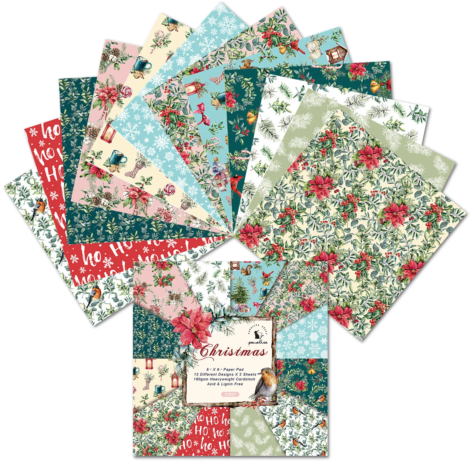

Holiday Scrapbook Paper Floral Scrapbook Paper Christmas Scrapbook Paper Card Making Scrapbook Specialty Paper Single-Sided 6x6