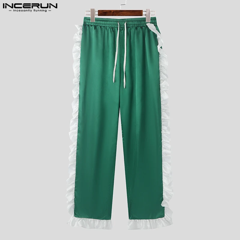 INCERUN 2024 брюки в американском стиле модные мужские плиссированные с завязками