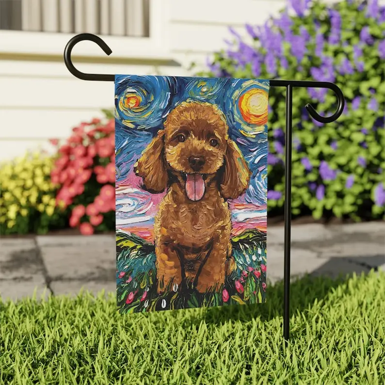 Флаги для дома и двора абрикосового пуделя звездная ночь двусторонняя печать