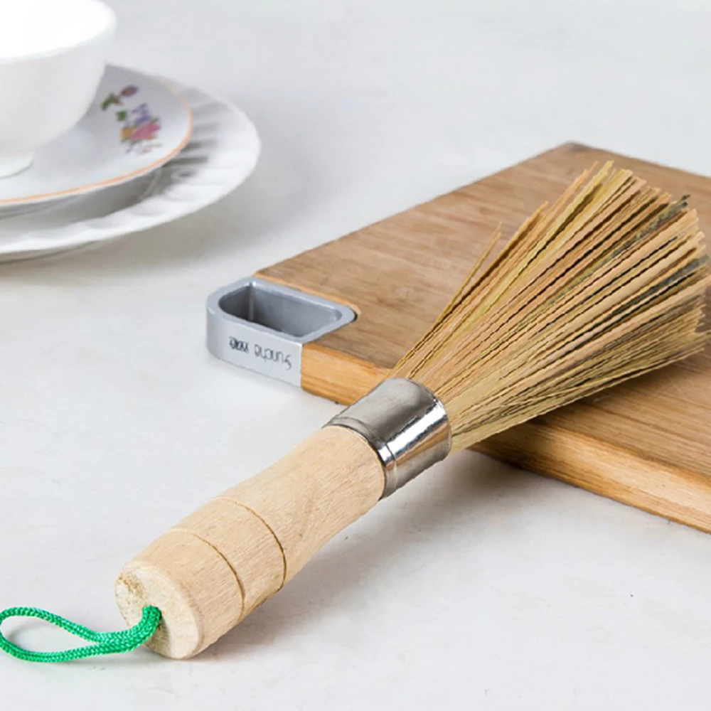 

Handmade Natural Bamboo Brush Kitchen Wash Dishes Tools Wash Pot Brush Non-stick Oil Durable Wooden Handle