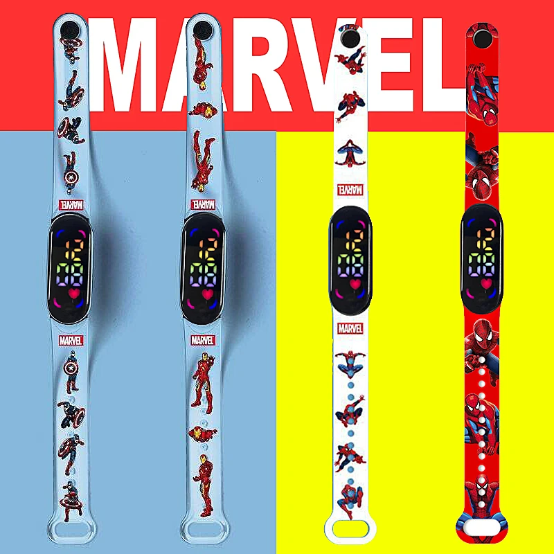 

Disney Marvel Spiderman Figure Strap LED Electronic Watch Cartoon Iron Man Venom Kids Bracelet Touch Waterproof Watch Toys Gifts