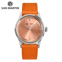san martin 38mm quartz watch 715 leather strap sunray dial mineral crystal luxury wristwatch 5bar relogio fashion sn0101b 2