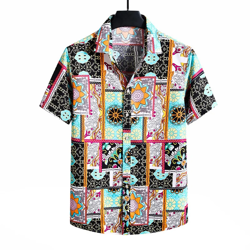 

2022 New Men Cardigan Short Sleeve Hawaiian Beach Flower Shirt Mens T Shirt Male Clothing Trend Casual Comfortable Top Tees