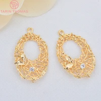 19076pcs 28 17 mm 24k gold color brass with zircon oval vine charms pendant high quality diy jewelry accessories