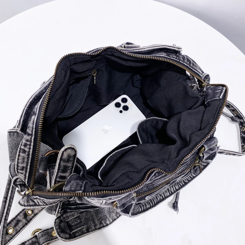 Мотоциклетные и байкерские джинсовые сумки для женщин роскошная дизайнерская