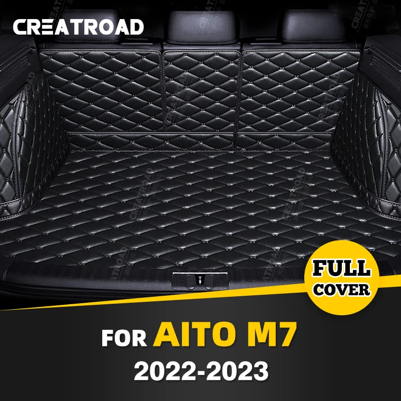 

Auto Full Coverage Trunk Mat For AITO M7 2022 2023 Leather Car Boot Cover Pad Cargo Liner Interior Protector Accessories
