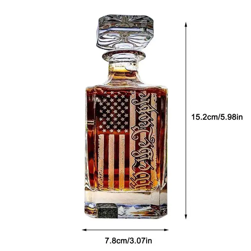 450ml Glass Decanter With Cup US Flag Engraved Alcohol Drinking Mug Bourbon Whisky Wine Drinking Glass Accessories Bar Party images - 6