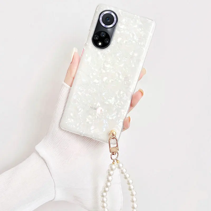 

Luxury Pearl Lanyard Phone Case For Huawei Nova 9 Pro Case White pink Fashion Coque Fundas Honor 50 pro Lite Nova9 Cases Cover
