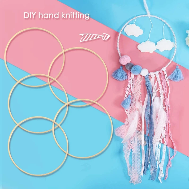 

20Pcs Wooden Bamboo Dreamcatcher Rings Hoops Round Hoops Macrame Rings For Dream Catcher DIY Craft 27Cm