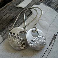 vintage style hollow dandelion bouquet pendant earrings charm personality women silver color metal pendant party gift jewelry