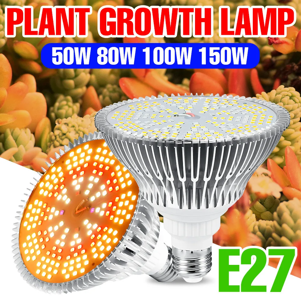 

Phyto Lamp E27 Hydroponics Plant Growth Bulb LED Full Spectrum Plant Grow Light 50W 80W 100W 150W Seeds Of Indoor Planting Lamp