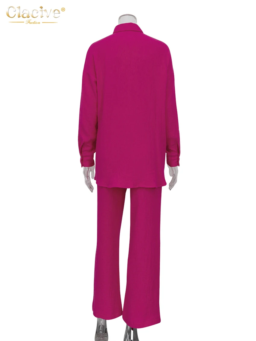 Повседневный свободный розовый комплект Clacive из двух предметов женские модные