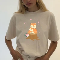 summer camisetas de mujer squirrel print t shirts women harajuku fun cute animal pattern woman 100 cotton short sleev white tee