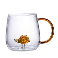 380ml cartoon animal shape glass cup high borosilicate glass juice mug coffee cup christmas gift juice cold home kitchen mugs