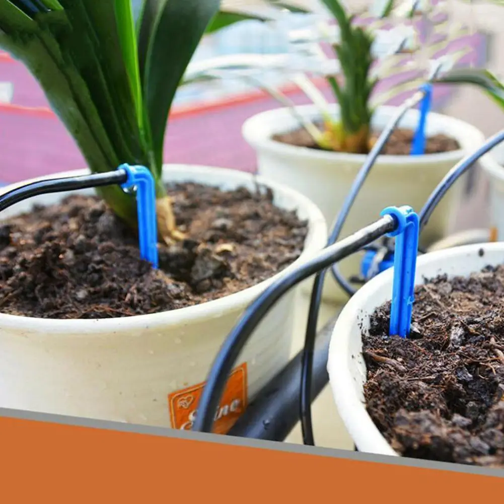 

100pcs Blue Bend Curved Drippers Micro Irrigation System Sprinklers Connectors for 3/5 mm Hose Garden Agriculture Fittings R7U5