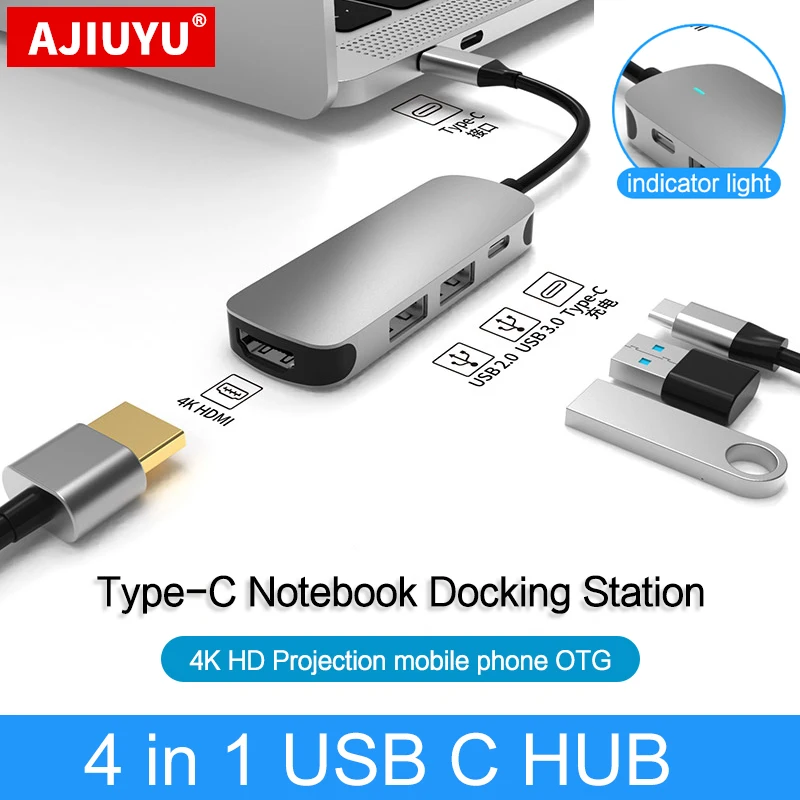 

Разветвитель USB Type-C 4 в 1, 3,0 дюйма, для ноутбуков и ПК