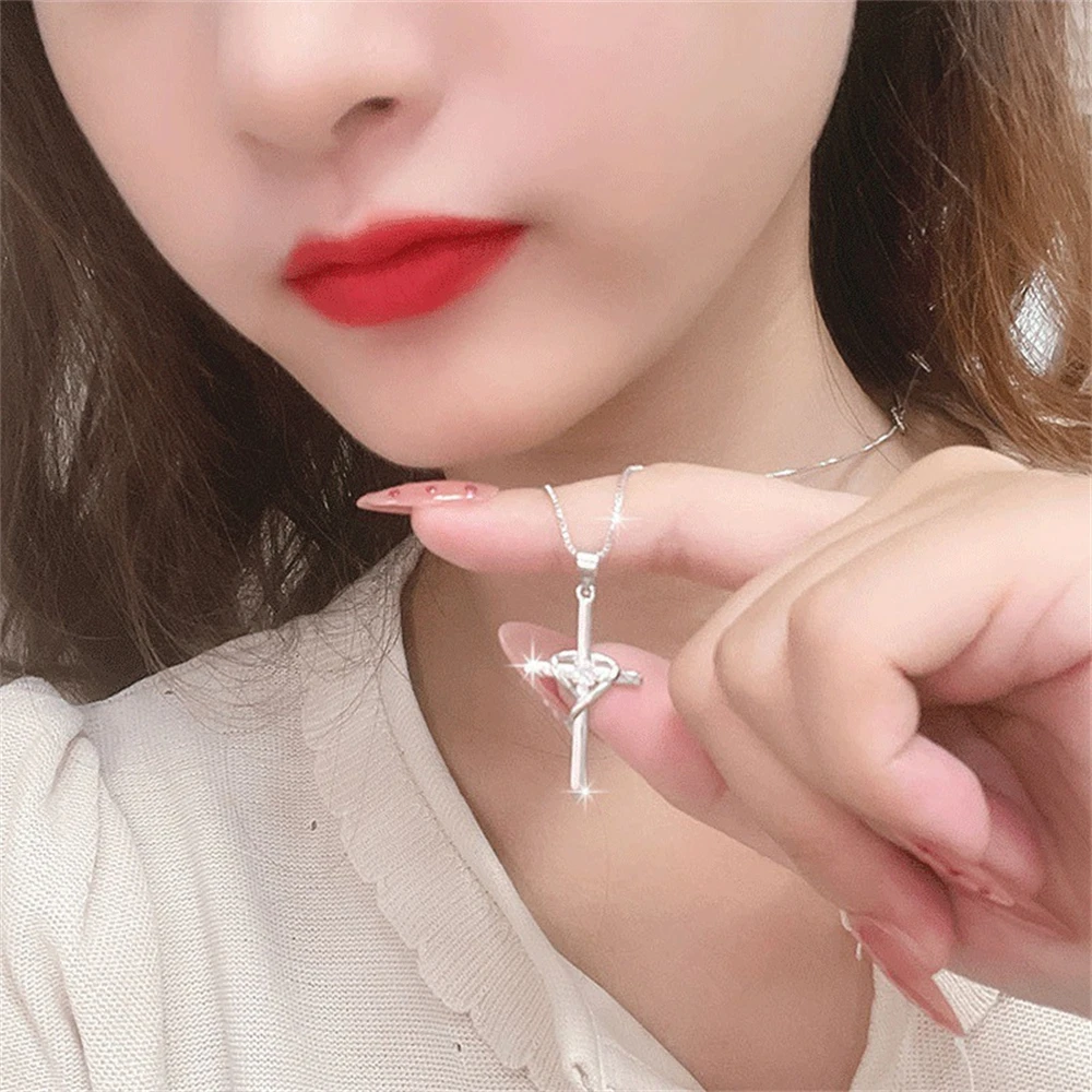 

Fashion Crystal Jesus Cross Pendant Necklaces For Women Hip Hop 8 Word Infinity Twined Arrow Choker Clavicle Chain Jewelry Gift