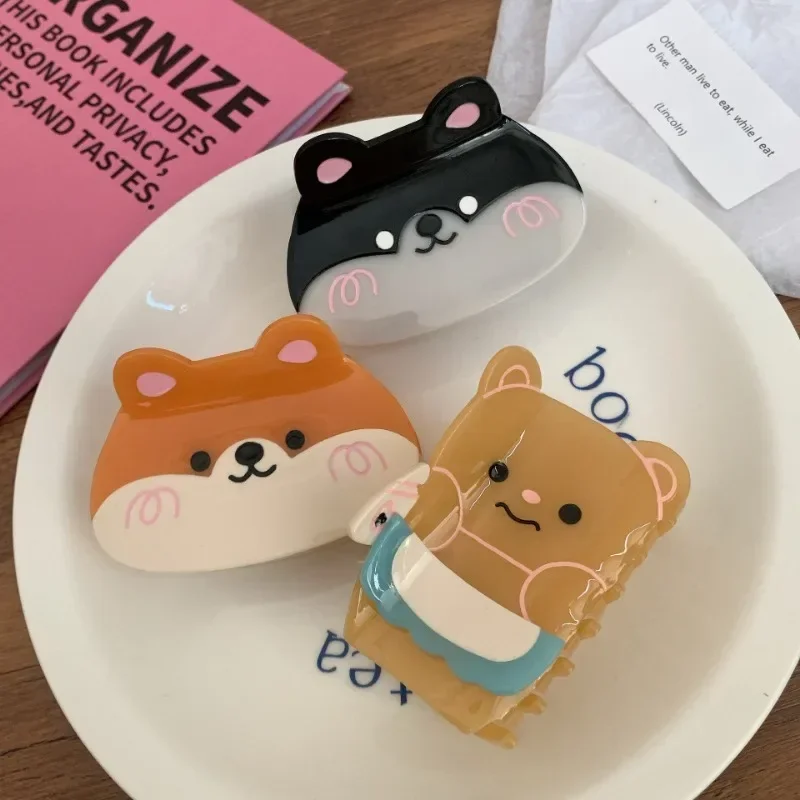 New Cute Animal Hair Claw Cartoon Corgi Dog Bear Crab Clip Large Shark for Woman Girls Akcesoria do włosów Spinka