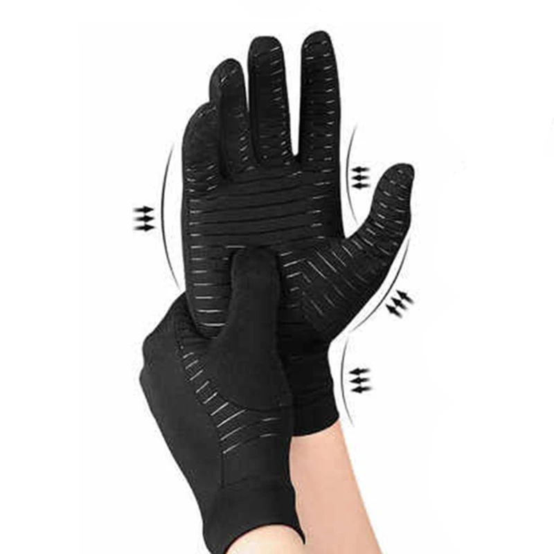 

Медные компрессионные женские перчатки, Нескользящие перчатки унисекс с поддержкой рук и запястья для облегчения боли в суставах пальцев и...