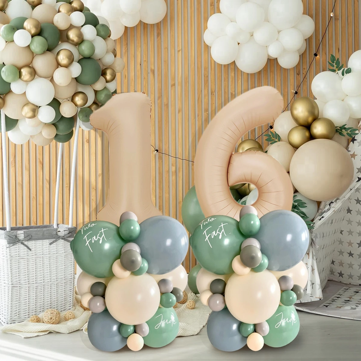 1 комплект винтажных зеленых латексных воздушных шаров башня 32 дюйма цифры-шары