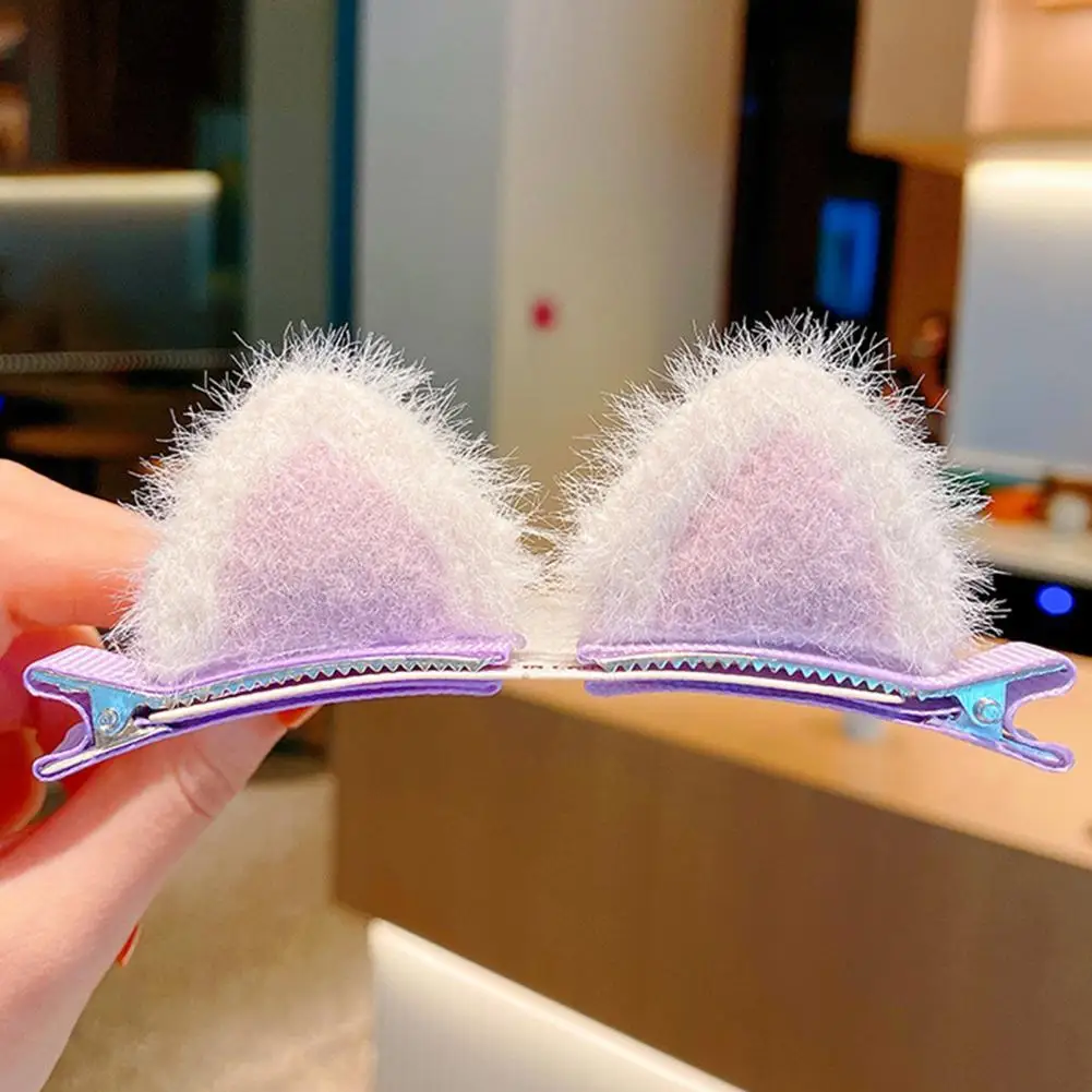 

Hair Barrette Lightweight Headwear Clip Portable Widely Use Innovative Plush Cats Ears Hair Barrette