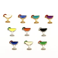 mixs 10pcslot metal enamel colorful drinks floating charms fit diy living glass memory locket pendant necklace jewelry making
